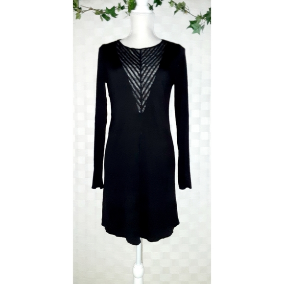 BCBGMaxazria "Farlow" Tulle-Inset Dress - Black - Picture 10 of 10